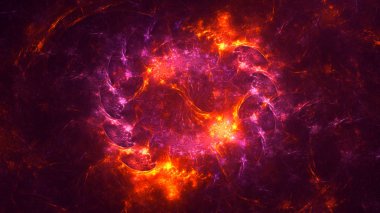 Soyut kırmızı fraktal ışık arkaplanı 3 boyutlu oluşturuluyor