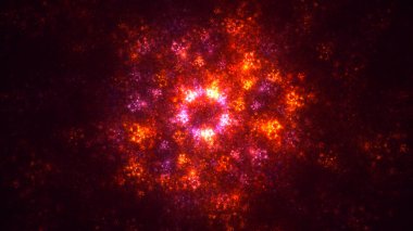 Soyut kırmızı fraktal ışık arkaplanı 3 boyutlu oluşturuluyor