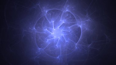 Soyut mavi fraktal ışık arkaplanı 3 boyutlu oluşturuluyor