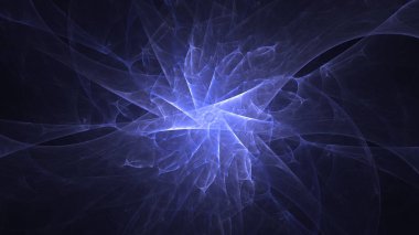 Soyut mavi fraktal ışık arkaplanı 3 boyutlu oluşturuluyor