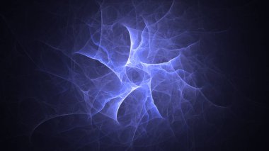 Soyut mavi fraktal ışık arkaplanı 3 boyutlu oluşturuluyor