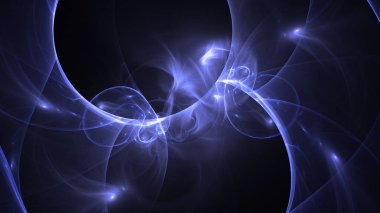 Soyut mavi fraktal ışık arkaplanı 3 boyutlu oluşturuluyor