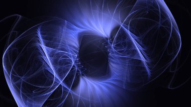 Soyut mavi fraktal ışık arkaplanı 3 boyutlu oluşturuluyor