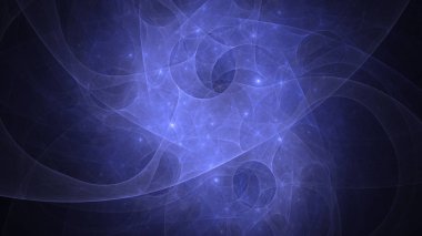 Soyut mavi fraktal ışık arkaplanı 3 boyutlu oluşturuluyor