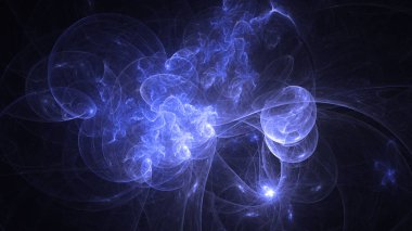 Soyut mavi fraktal ışık arkaplanı 3 boyutlu oluşturuluyor