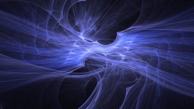 Soyut mavi fraktal ışık arkaplanı 3 boyutlu oluşturuluyor