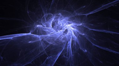 Soyut mavi fraktal ışık arkaplanı 3 boyutlu oluşturuluyor