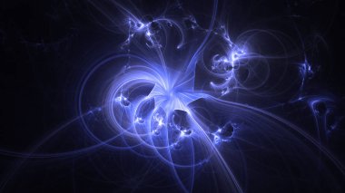 Soyut mavi fraktal ışık arkaplanı 3 boyutlu oluşturuluyor
