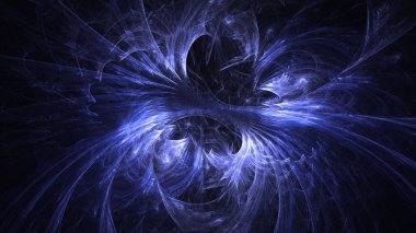 Soyut mavi fraktal ışık arkaplanı 3 boyutlu oluşturuluyor