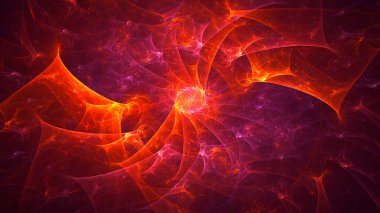 Soyut kırmızı fraktal ışık arkaplanı 3 boyutlu oluşturuluyor