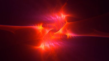 Soyut kırmızı fraktal ışık arkaplanı 3 boyutlu oluşturuluyor