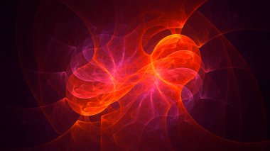 Soyut kırmızı fraktal ışık arkaplanı 3 boyutlu oluşturuluyor