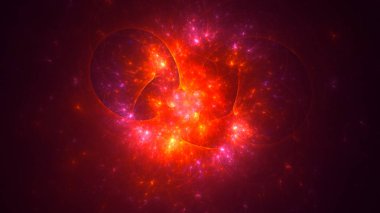 Soyut kırmızı fraktal ışık arkaplanı 3 boyutlu oluşturuluyor