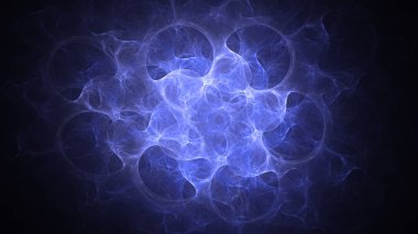 Soyut mavi fraktal ışık arkaplanı 3 boyutlu oluşturuluyor