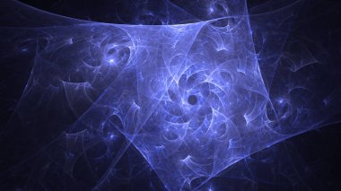 Soyut mavi fraktal ışık arkaplanı 3 boyutlu oluşturuluyor