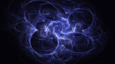 Soyut mavi fraktal ışık arkaplanı 3 boyutlu oluşturuluyor