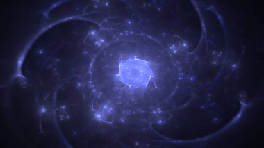 Soyut mavi fraktal ışık arkaplanı 3 boyutlu oluşturuluyor