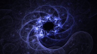 Soyut mavi fraktal ışık arkaplanı 3 boyutlu oluşturuluyor