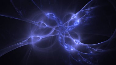 Soyut mavi fraktal ışık arkaplanı 3 boyutlu oluşturuluyor