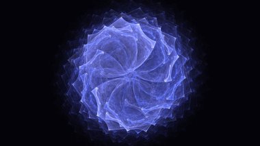 Soyut mavi fraktal ışık arkaplanı 3 boyutlu oluşturuluyor