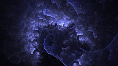 Soyut mavi fraktal ışık arkaplanı 3 boyutlu oluşturuluyor