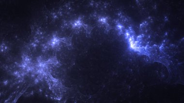 Soyut mavi fraktal ışık arkaplanı 3 boyutlu oluşturuluyor