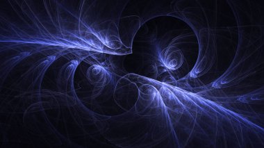Soyut mavi fraktal ışık arkaplanı 3 boyutlu oluşturuluyor