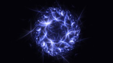 Soyut mavi fraktal ışık arkaplanı 3 boyutlu oluşturuluyor