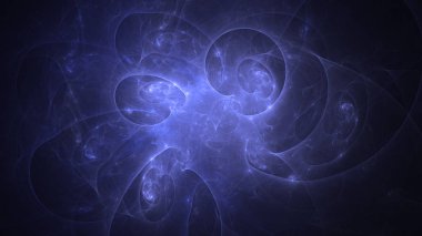 Soyut mavi fraktal ışık arkaplanı 3 boyutlu oluşturuluyor