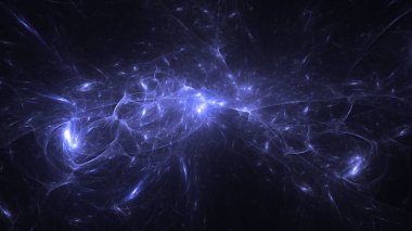 Soyut mavi fraktal ışık arkaplanı 3 boyutlu oluşturuluyor