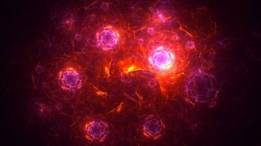 Soyut fraktal ışık arkaplanı 3 boyutlu oluşturuluyor