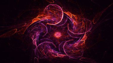 Soyut fraktal ışık arkaplanı 3 boyutlu oluşturuluyor