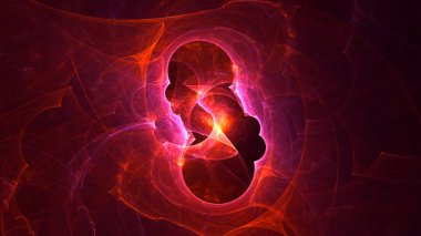 Soyut fraktal ışık arkaplanı 3 boyutlu oluşturuluyor