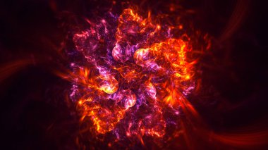 Soyut fraktal ışık arkaplanı 3 boyutlu oluşturuluyor