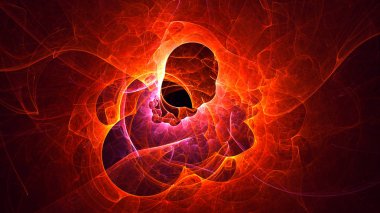 Soyut fraktal ışık arkaplanı 3 boyutlu oluşturuluyor