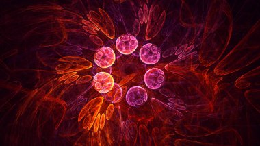 Soyut fraktal ışık arkaplanı 3 boyutlu oluşturuluyor