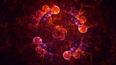 Soyut fraktal ışık arkaplanı 3 boyutlu oluşturuluyor