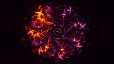 Soyut fraktal ışık arkaplanı 3 boyutlu oluşturuluyor