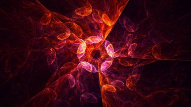 Soyut fraktal ışık arkaplanı 3 boyutlu oluşturuluyor
