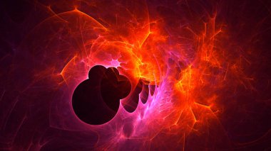 Soyut fraktal ışık arkaplanı 3 boyutlu oluşturuluyor