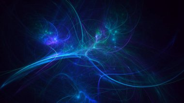 Soyut fraktal ışık arkaplanı 3 boyutlu oluşturuluyor