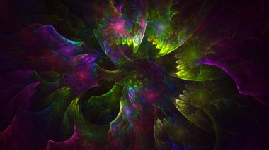 Soyut fraktal ışık arkaplanı 3 boyutlu oluşturuluyor