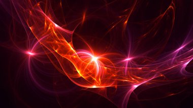 Soyut fraktal ışık arkaplanı 3 boyutlu oluşturuluyor