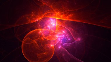 Soyut fraktal ışık arkaplanı 3 boyutlu oluşturuluyor