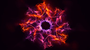 Soyut kırmızı fraktal ışık arkaplanı 3 boyutlu oluşturuluyor