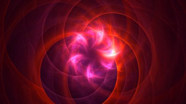Soyut kırmızı fraktal ışık arkaplanı 3 boyutlu oluşturuluyor