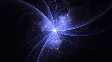Soyut mavi fraktal ışık arkaplanı 3 boyutlu oluşturuluyor