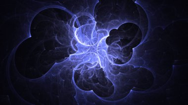 Soyut mavi fraktal ışık arkaplanı 3 boyutlu oluşturuluyor