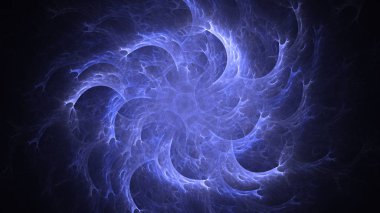 Soyut mavi fraktal ışık arkaplanı 3 boyutlu oluşturuluyor