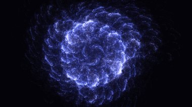 Soyut mavi fraktal ışık arkaplanı 3 boyutlu oluşturuluyor